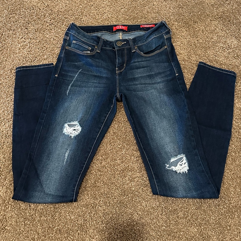 GUESS JEANS Stylish Blue Distressed Jeans